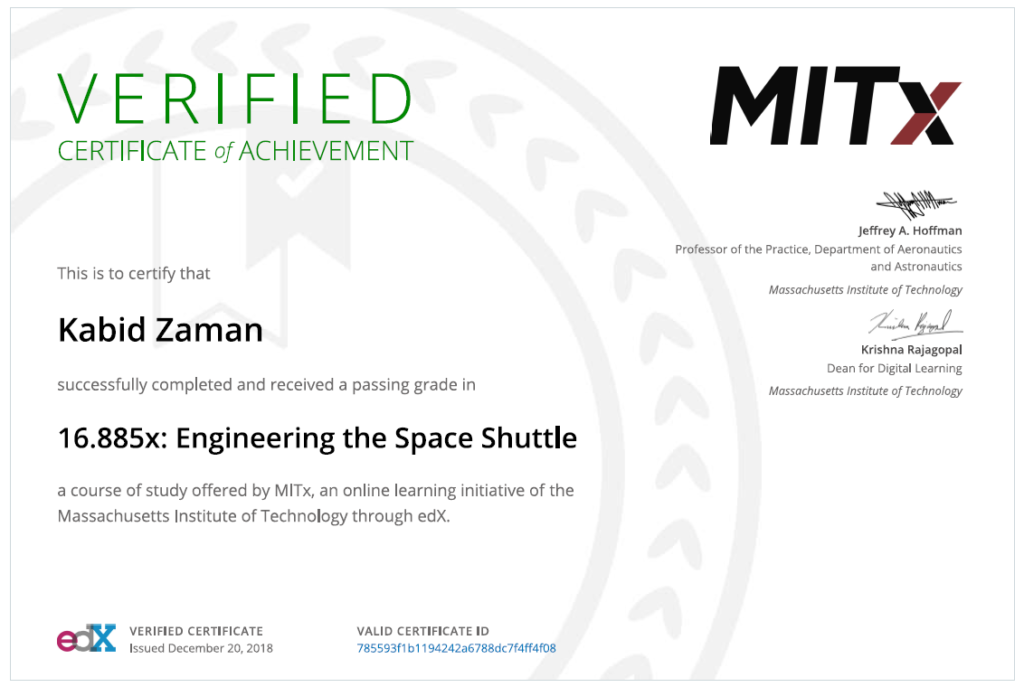 Engineering-the-Space-Shuttle-Verified-Certificate